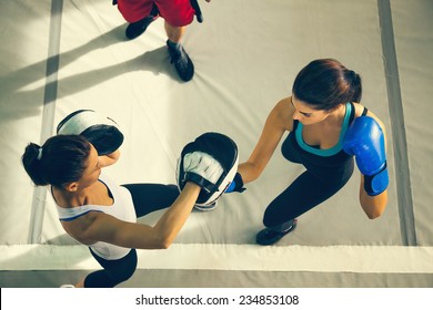 Two Female Boxers Sparring