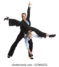 Two Female Contortionist Businesswomen