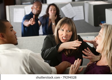 Two Female Coworkers Fight In Office Cubicle