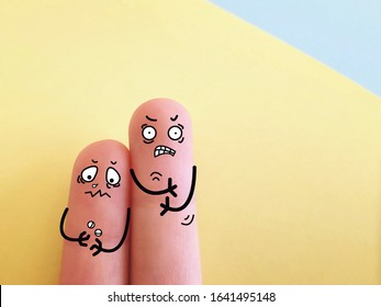 Two Fingers Are Decorated As Two Person. Both Of Them Are Drug Addicts. They Are Having Withdrawal Syndrome.