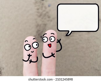 Two Fingers Are Decorated As Two Person. One Of Them Is Asking Another Problem About Sand Mining.