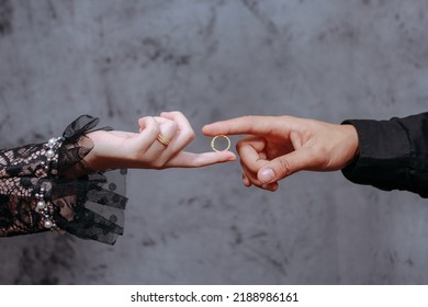 Two Fingers Holding Each Other A Ring, Photo Before Marriage.