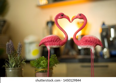 Two Flamingo Doll ,face to face, Heart shape, Love card concept - Powered by Shutterstock