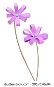 Two Folded Paper Flower Banches With Clipping Path