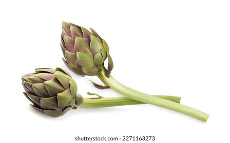 Two Fresh Artichokes Isolated on White background