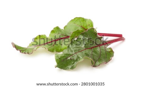 Two fresh beetroot leaves isolated on white