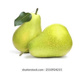 Two fresh ripe pears isolated on white