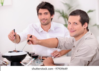 Two Friends Having Dinner