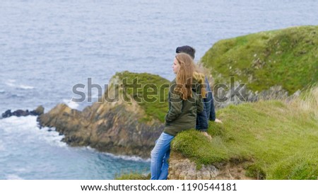 Similar – Foto Bild Cliffs of Moher, Frau schaut in die Ferne