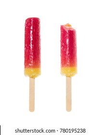 Two Fruit Popsicles Isolated On White Background.