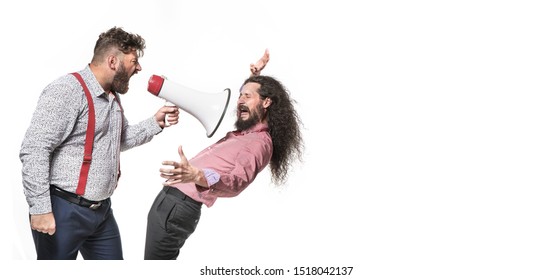 Two Funny Guys With Megaphone