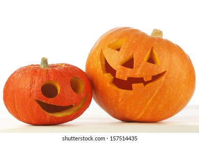 Two Funny Halloween Pumpkins On White Stock Photo 157514435 | Shutterstock