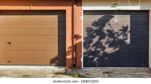 Two Garage Doors. Closed Garage.