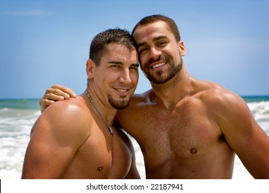 Two gay man at the beach