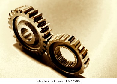 Two Gears Meshing Together