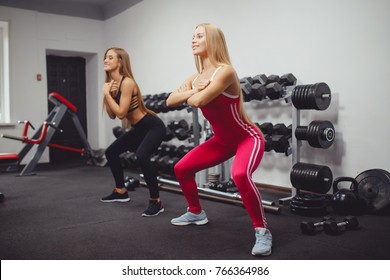 Two Girls Crouch Gym On Their Stock Photo 767266309 | Shutterstock