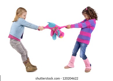 Two Girls Fighting Over A Toy