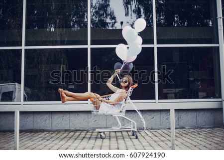 Similar – Young teenage girl blowing pink bubble gum