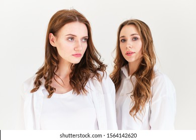 Two Girls White Clothes On White Stock Photo 1564142620 | Shutterstock