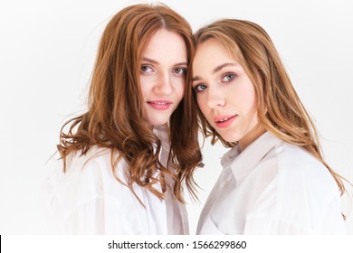 Two Girls White Clothes On White Stock Photo 1567329904 | Shutterstock