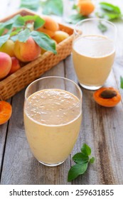 Two Glasses Of Apricot Smoothie