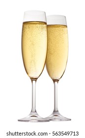 two glasses of champagne isolated on white background