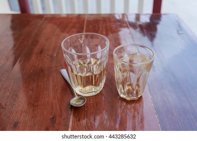 Two glasses on the table Selected focus
