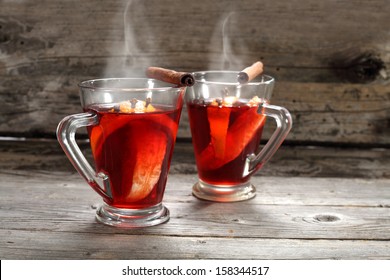 Two Glasses Of Red Hot Drink 