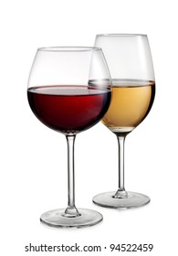 Two Glasses With Red And White Wine