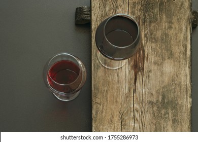 Two Glasses Of Red Wine, Top View