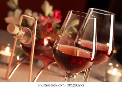 Two glasses of rose wine - Shutterstock ID 301288292