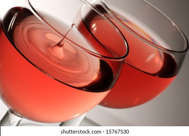 two glasses of rose wine with droplet - Shutterstock ID 15767530