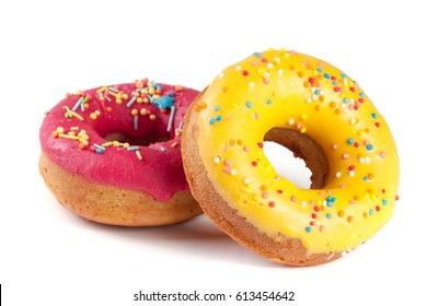 Two Glazed Donut Isolated On White Background