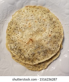 Two Gluten-free Crepes Made With Gluten-free Flour, Flaxseed Milk And Chia Seeds. 