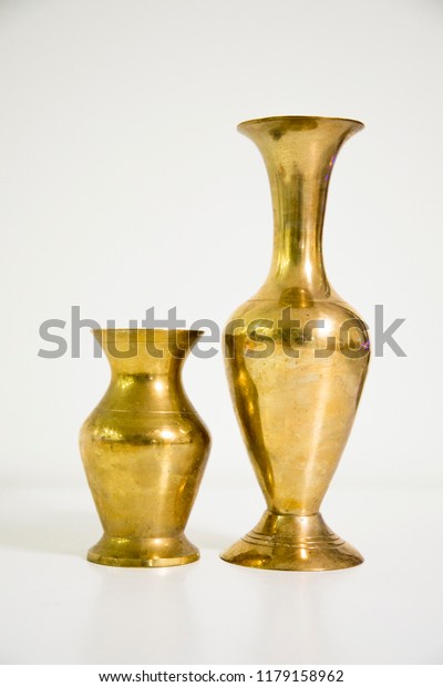 Two Gold Vintage Vases On White Stock Photo Edit Now 1179158962