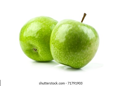 two green apple isolated on white