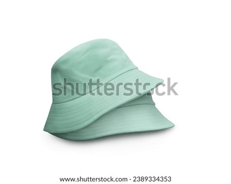 Two green bucket hats Isolated on a white background