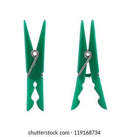 two green clothes-peg