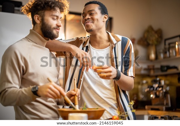 Two Guys Different Ethnicity Having Fun Stock Photo 2146159045 ...