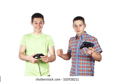 Two Guys Are Playing Computer Games