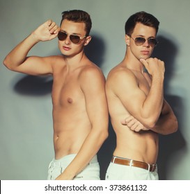 Two Guys Posing Studio Without Shirts Stock Photo (Edit Now) 373861138