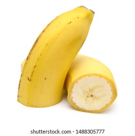 Two Half Banana Isolated On White Background.