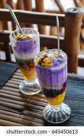 Two Halo-Halo on Top of a Table Made of Bamboo - Shutterstock ID 645450613