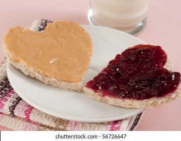 Two Halves of Heart Shaped P&J Sandwich - Powered by Shutterstock