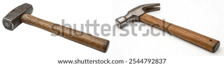 Two hammers are shown side by side. One is wooden and the other is metal. The wooden hammer is more traditional and the metal hammer is more modern
