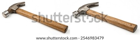 Two hammers are shown side by side. One is a claw hammer and the other is a ball peen hammer