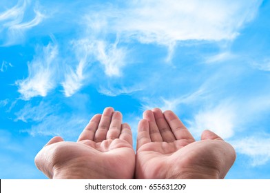 Two Hand Cloud Sky Background Stock Photo (Edit Now) 655631209