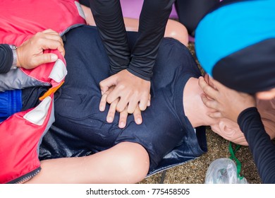 two hand compression in cpr training drowning course 