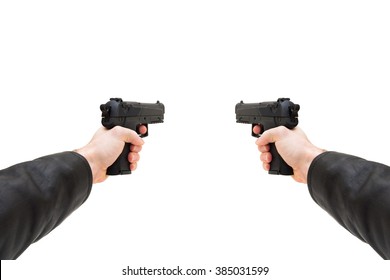 Two Hand Guns From First Person View Wide Angle