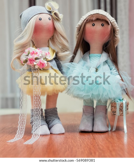 Two Handmade Rag Dolls Natural Hair Stock Photo Edit Now 569089381
